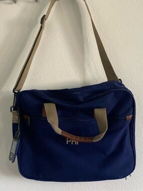 Navy Blue/Tan Laptop Bag 16x12